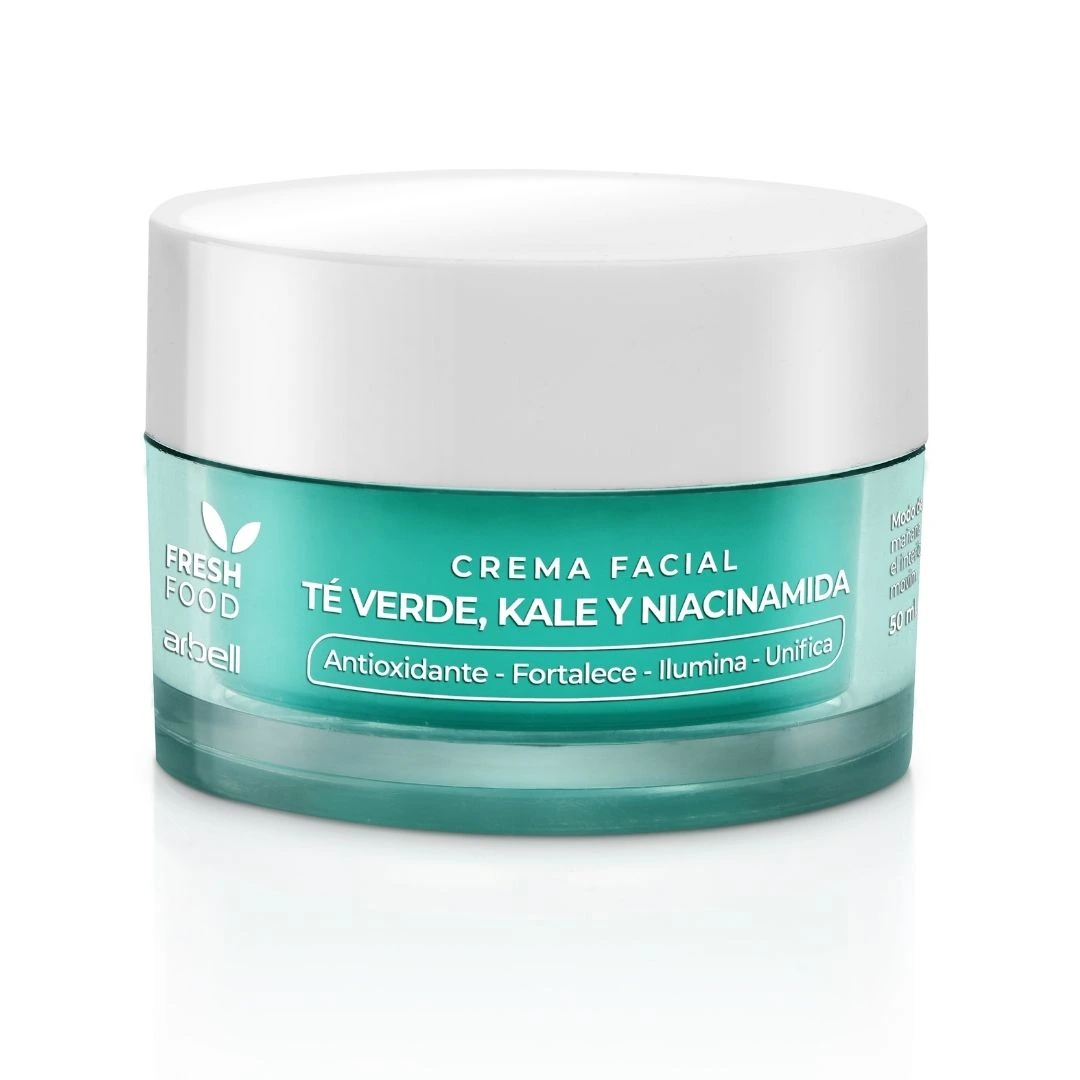 crema-facial-te-verde-kale-niacinamida-fresh-food-arbell-vegana